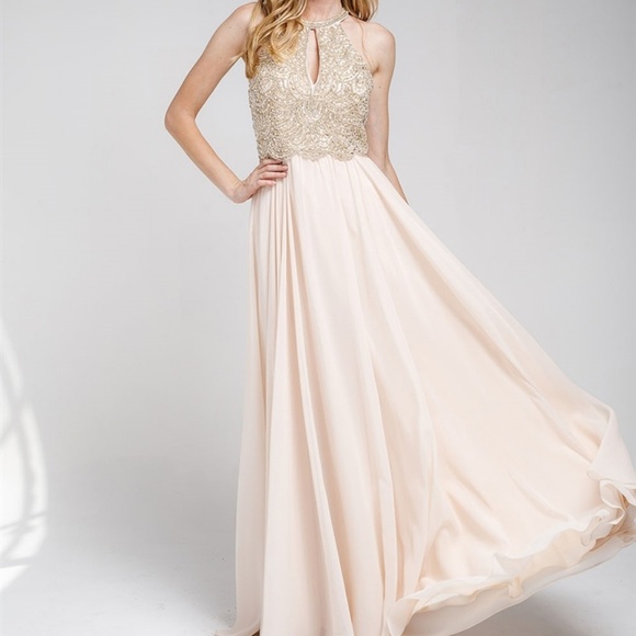 EVENING FORMAL PARTY OPEN BACK GOWN ACSU001 CHAMPG